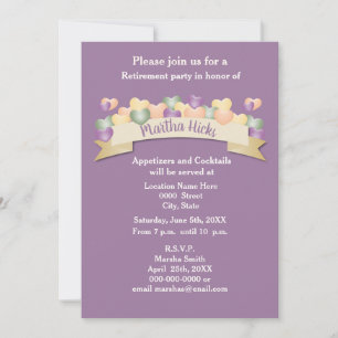 Retirement Party Invitation / Purple Hearts