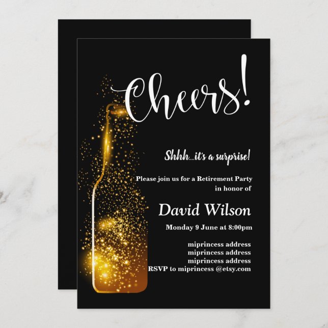 Retirement Party invitation, retirement, cheers Invitation (Front/Back)