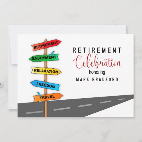 Retirement Party Invitation Road Signs WHITE Name 