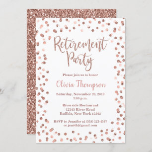 Retirement Party Invitation Rose Gold Confetti