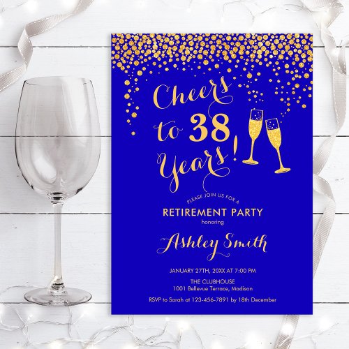 Retirement Party Invitation Royal Blue Gold