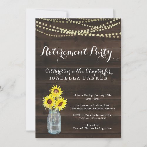 Retirement Party Invitation _ Rustic Sunflower