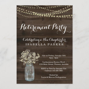 Retirement Party Invitation - Rustic Wood