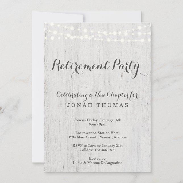 Retirement Party Invitation - Rustic Wood (Front)