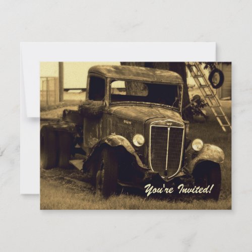 Retirement Party Invitation - Sepia Farm Truck