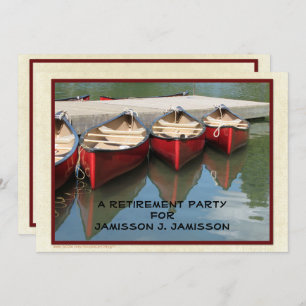 Retirement Party Invitation, Three Red Canoes Invitation