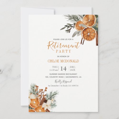 Retirement Party invitation winter greenery