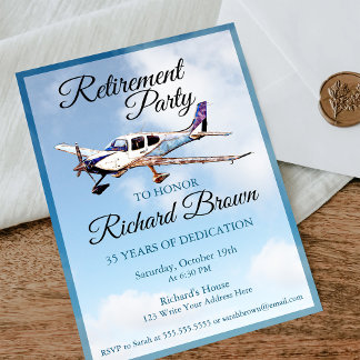 Retirement Party Invitation with Airplane Design 2