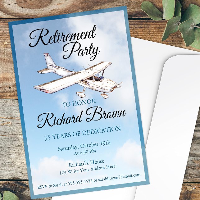 Retirement Party Invitation with Airplane Design 3 (Creator Uploaded)