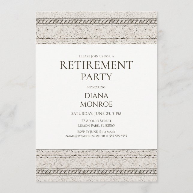 Retirement party invitation with elegant design (Front)