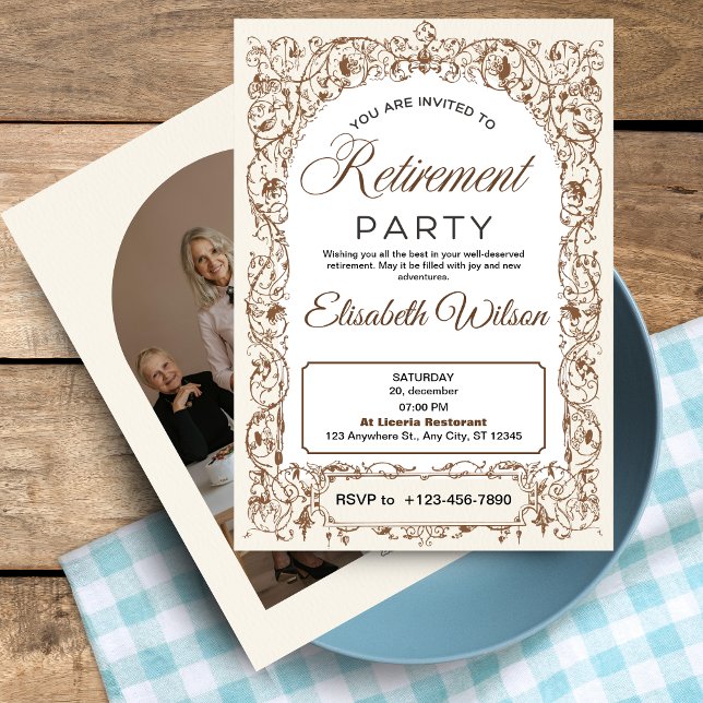Retirement Party Invitation with Photo: Elegant  (Retirement Party Invitation with Photo: Elegant, Simple, and Classic)