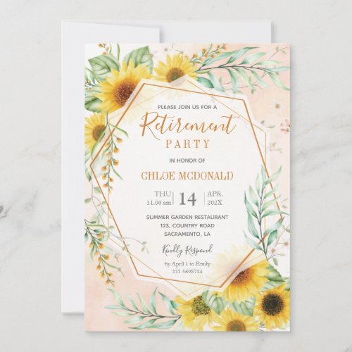 Retirement Party invitation with sunflowers