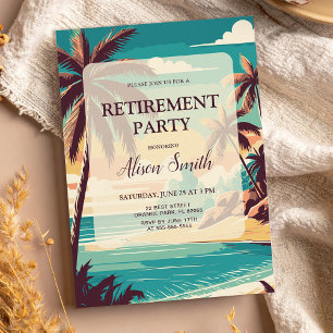 Retirement party invitation with tropical beach