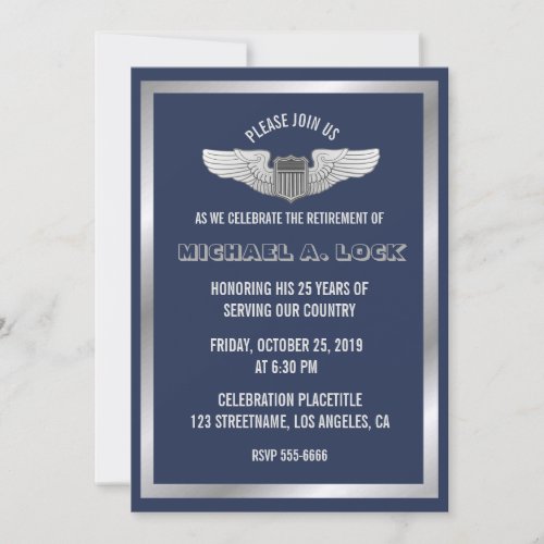 Retirement Party Invitations for Air Force Pilot
