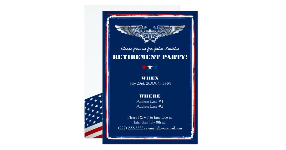 Retirement Party Invitations for Naval Air Force