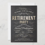 Retirement Party Invitations Gold Foil Scrollwork at Zazzle