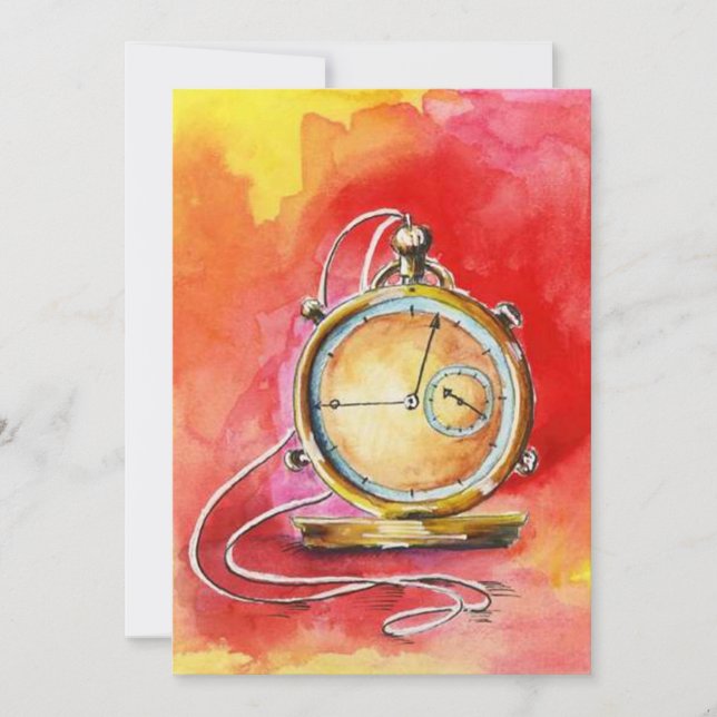 Retirement Party Invitations Gold Pocket Watch (Front)