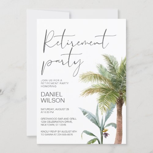 Retirement Party Invitations Green tropical