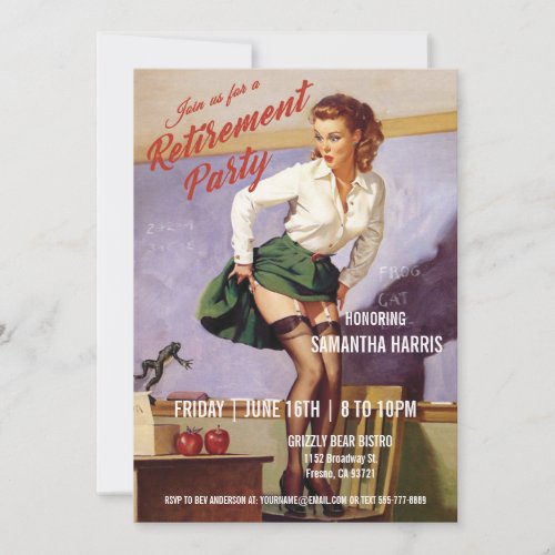 Retirement Party Invitations Teacher Funny Vintage