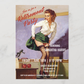 Retirement Party Invitations Teacher Funny Vintage