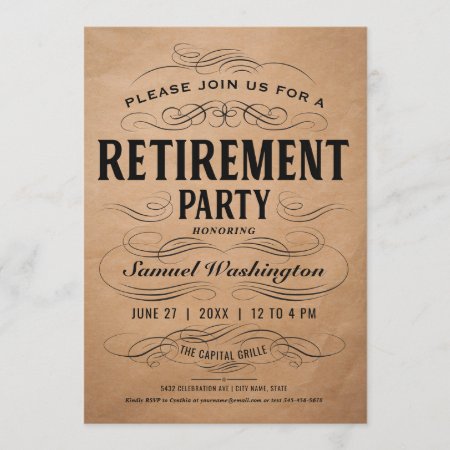 Retirement Party Invitations Vintage Scrollwork