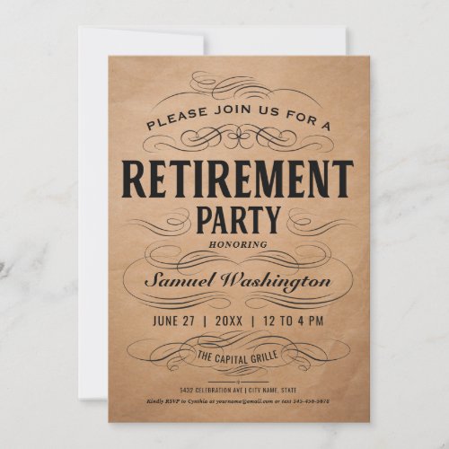 Retirement Party Invitations Vintage Scrollwork