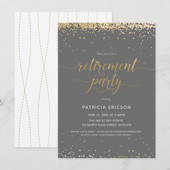 Retirement Party Invite, Elegant Celebration Invitation (Front/Back)