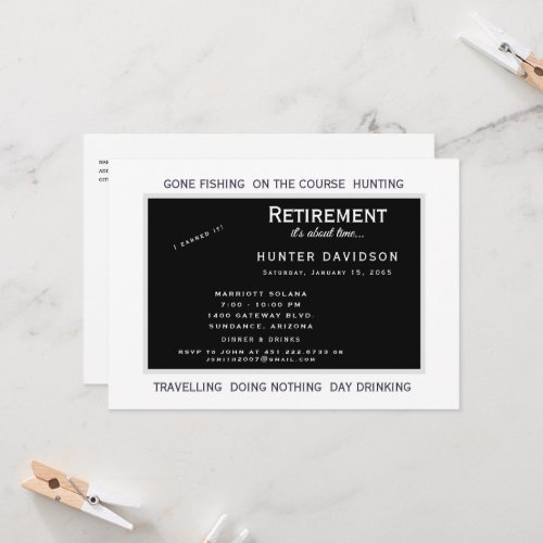 Retirement Party Its About Time Black  White Invitation