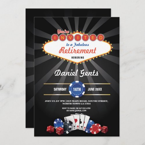 Retirement Party Las Vegas Casino Dice Invite