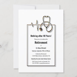 Retirement Party Medical Nurse Doctor Stethoscope Invitation