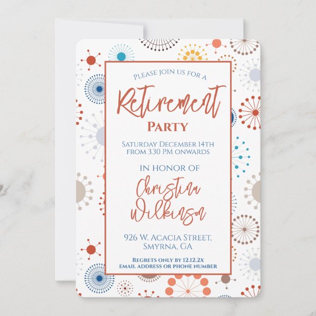 Retirement Party Mid Century Modern Starburst Invitation (Front)