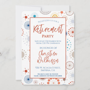 Retirement Party Mid Century Modern Starburst Invitation