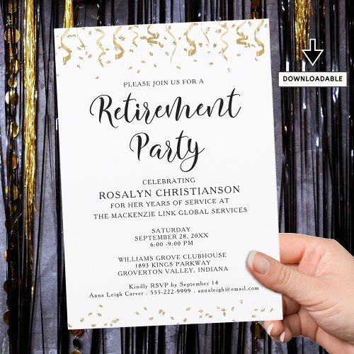 Retirement Party Modern Gold Confetti Streamers 