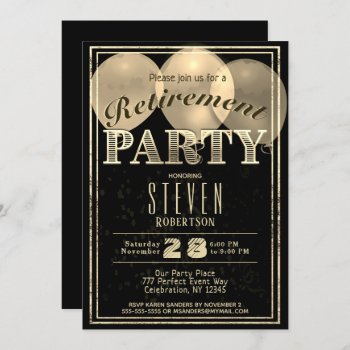 Retirement Party | Modern Gold Festive Invitation by GlitterInvitations at Zazzle