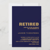 Retirement Party Modern Simple Navy Blue and Gold Invitation | Zazzle