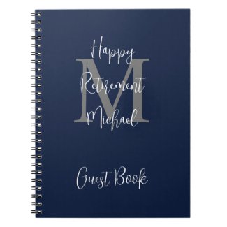 Retirement Party Monogram Blue Gray White Guest