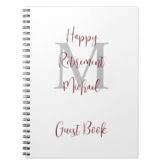 Retirement Party Monogram White Burgundy Guest