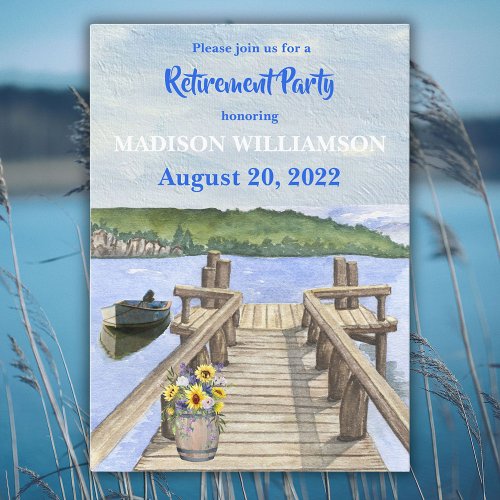 Retirement Party Mountain Lake Dock  Invitation