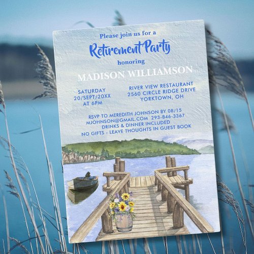 Retirement Party Mountain Lake Dock  Invitation