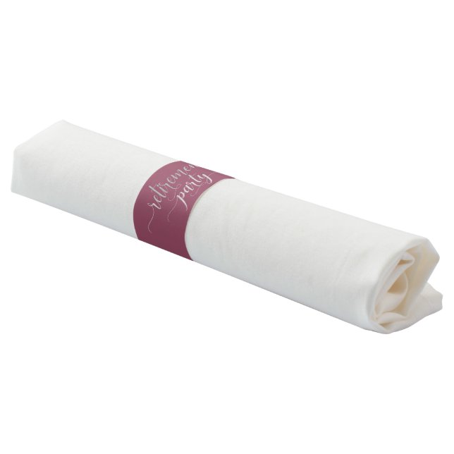 Retirement Party Napkin Band Elegant Silver, Pink (Angled)