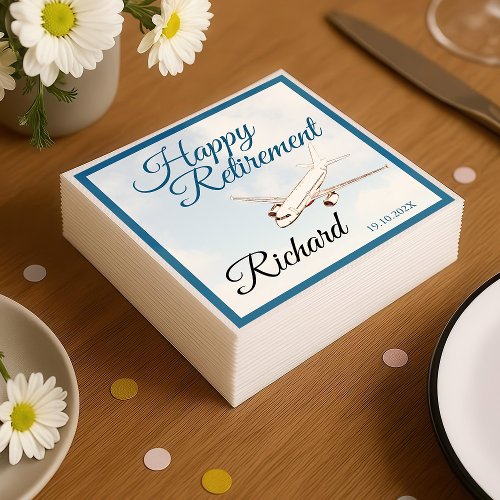 Retirement Party Napkins with Airplane Design