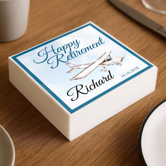 Retirement Party Napkins with Airplane Design 3