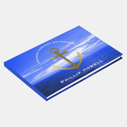 Retirement Party Nautical Anchor Blue Ocean Guest Book
