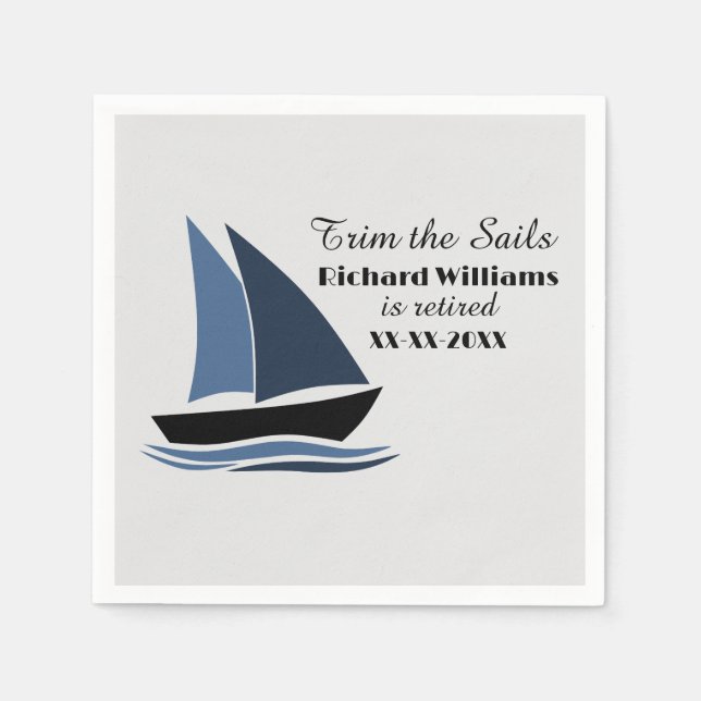 Retirement Party Nautical Sailing Theme Modern  Napkins (Front)