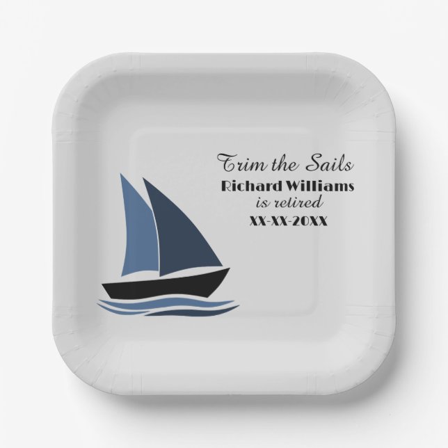 Retirement Party Nautical Sailing Theme Modern  Paper Plates (Front)