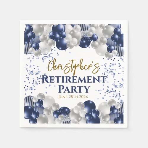 Retirement Party Navy Balloons Napkins