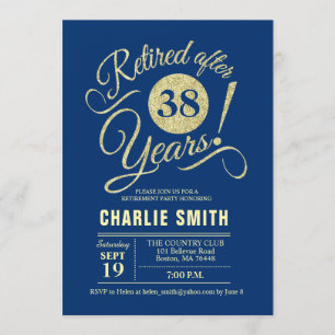 Retirement Party - Navy Blue Gold Invitation