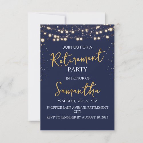 Retirement Party Navy Blue Modern