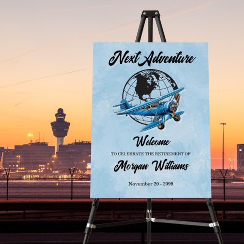 Retirement Party Next Adventure Travel Plane  Foam Board