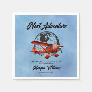 Retirement Party Next Adventure Travel Plane  Napkins